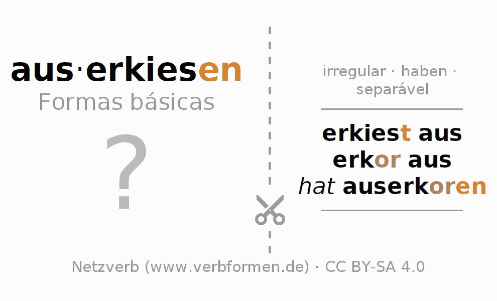 Flashcards para a conjugação do verbo auserkiesen