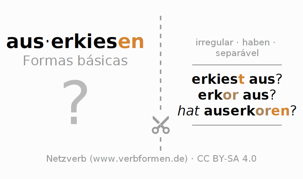 Flashcards para a conjugação do verbo auserkiesen