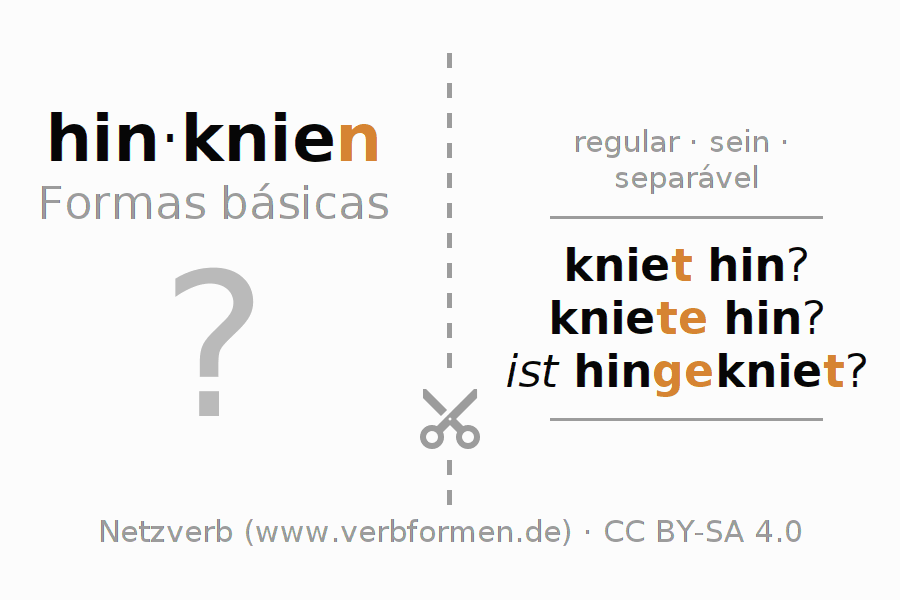 Flashcards para a conjugação do verbo hinknien (ist)