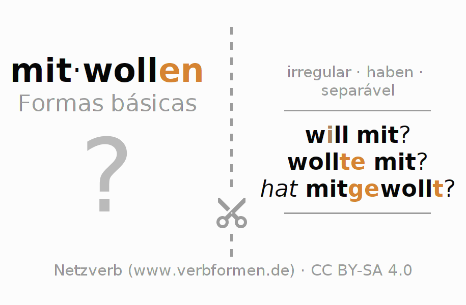 Flashcards para a conjugação do verbo mitwollen