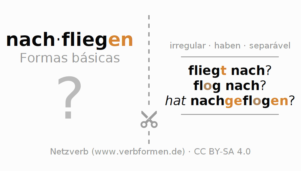 Flashcards para a conjugação do verbo nachfliegen (hat)