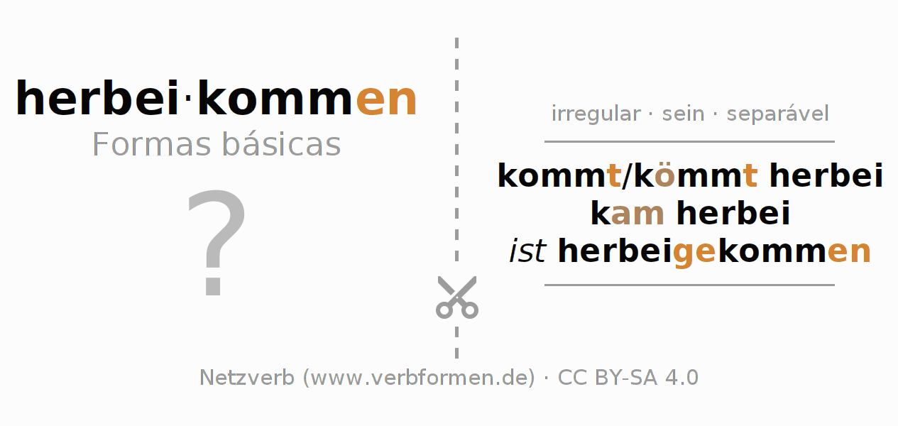 Flashcards para a conjugação do verbo herbeikommen