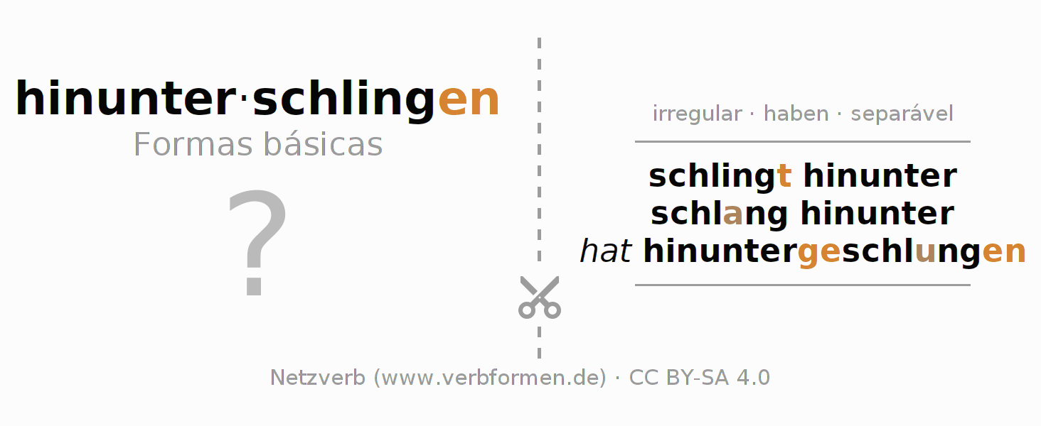 Flashcards para a conjugação do verbo hinunterschlingen