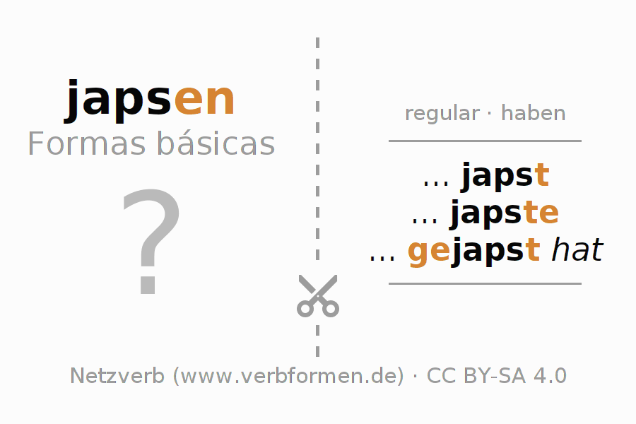 Flashcards para a conjugação do verbo japsen