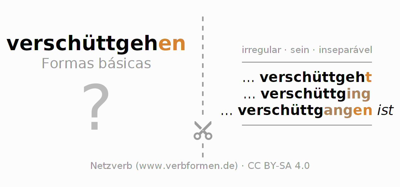 Flashcards para a conjugação do verbo verschüttgehen