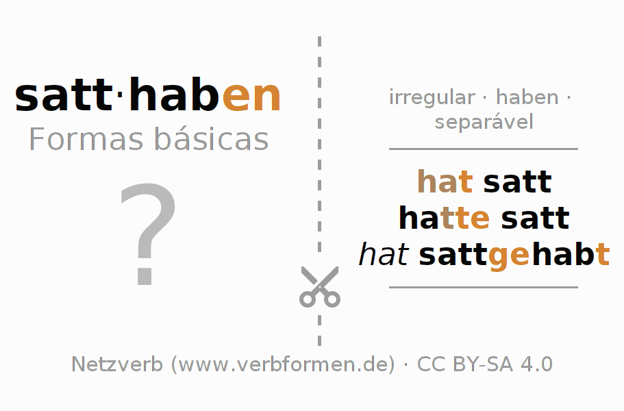 Flashcards para a conjugação do verbo satthaben