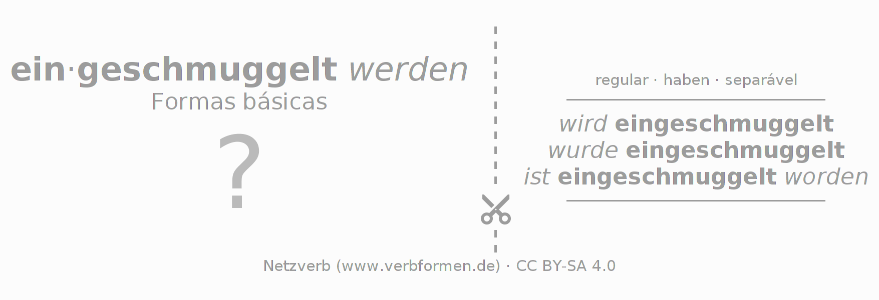 Flashcards para a conjugação do verbo einschmuggeln