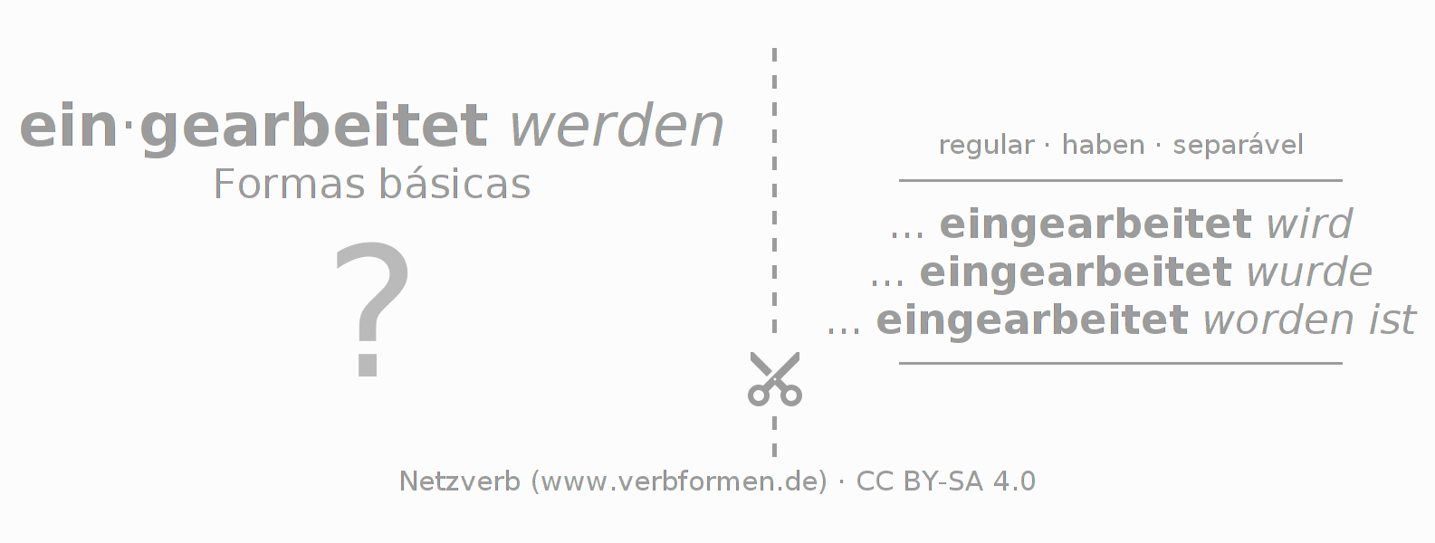 Flashcards para a conjugação do verbo einarbeiten