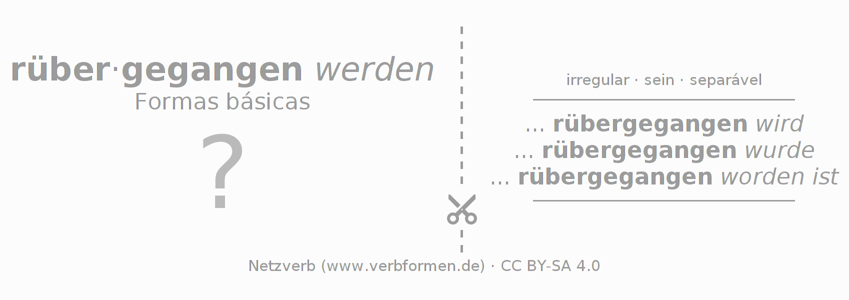 Flashcards para a conjugação do verbo rübergehen