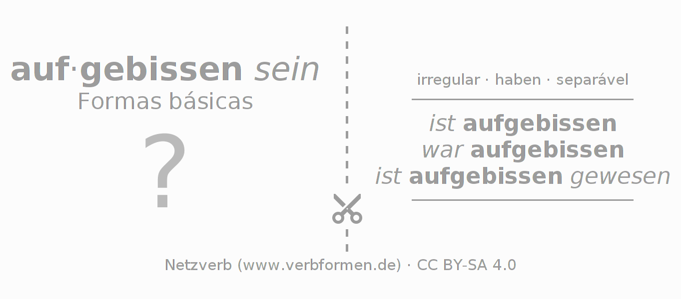 Flashcards para a conjugação do verbo aufbeißen