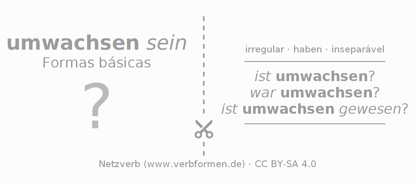 Flashcards para a conjugação do verbo umwachsen