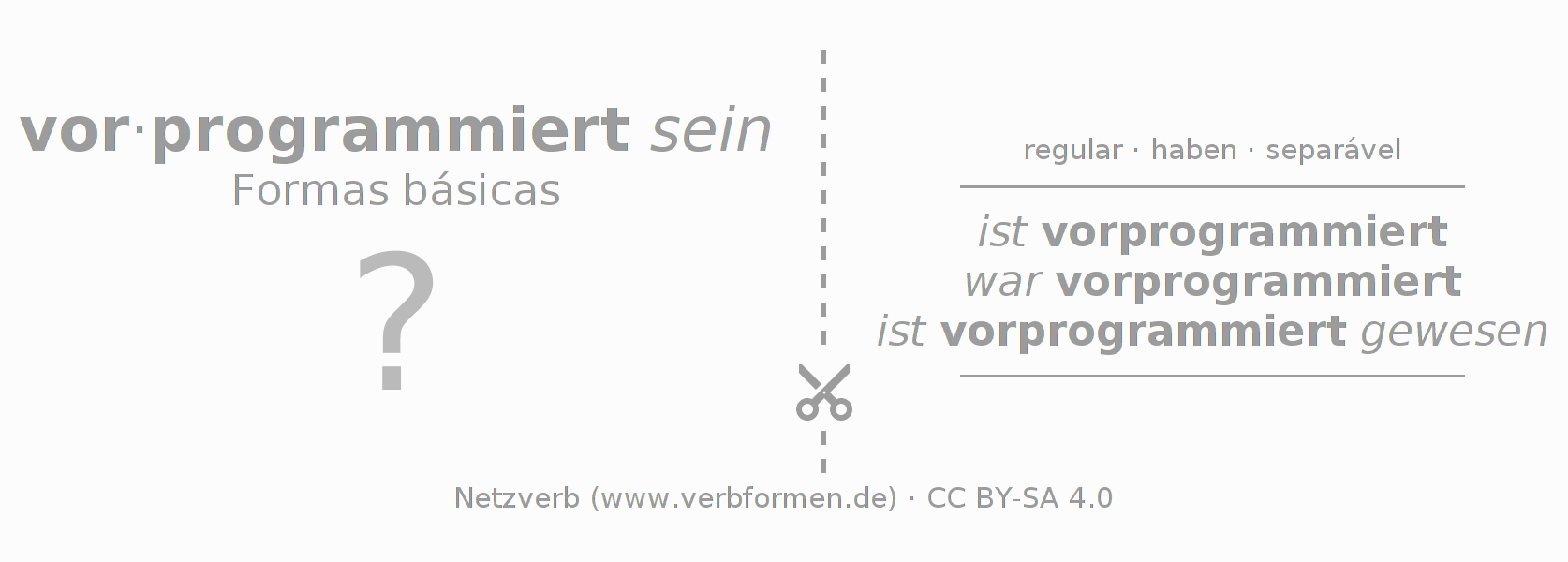 Flashcards para a conjugação do verbo vorprogrammieren