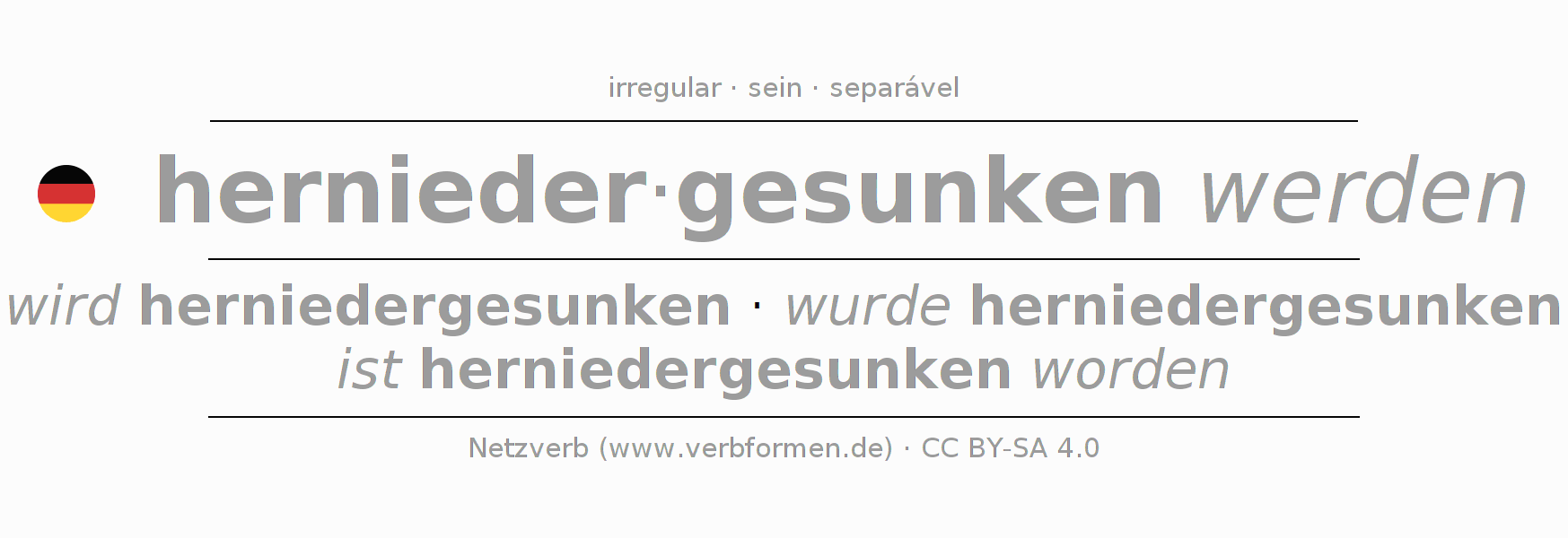 Conjugação do verbo herniedersinken